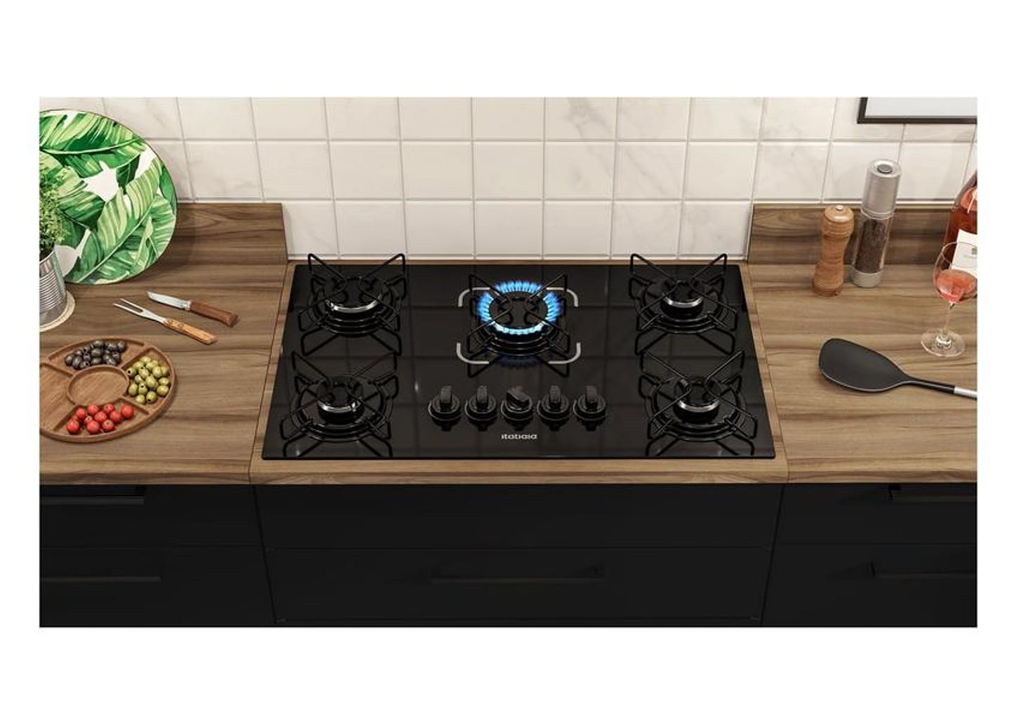 Cooktop 5 Bocas a Gás GLP Itatiaia Preto Essencial