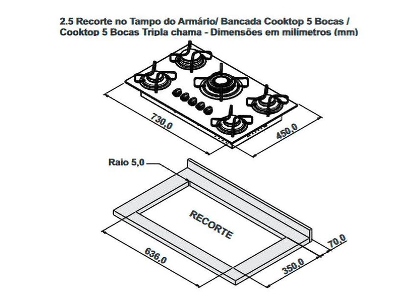 Cooktop 5 Bocas a Gás GLP Itatiaia Preto Itamaster