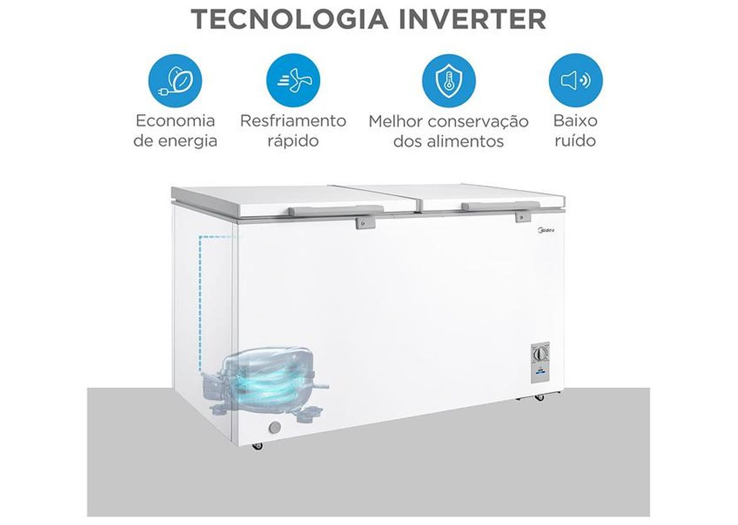 Freezer Horizontal Midea 2 Portas 418L Inverter MDRC564FZD013
