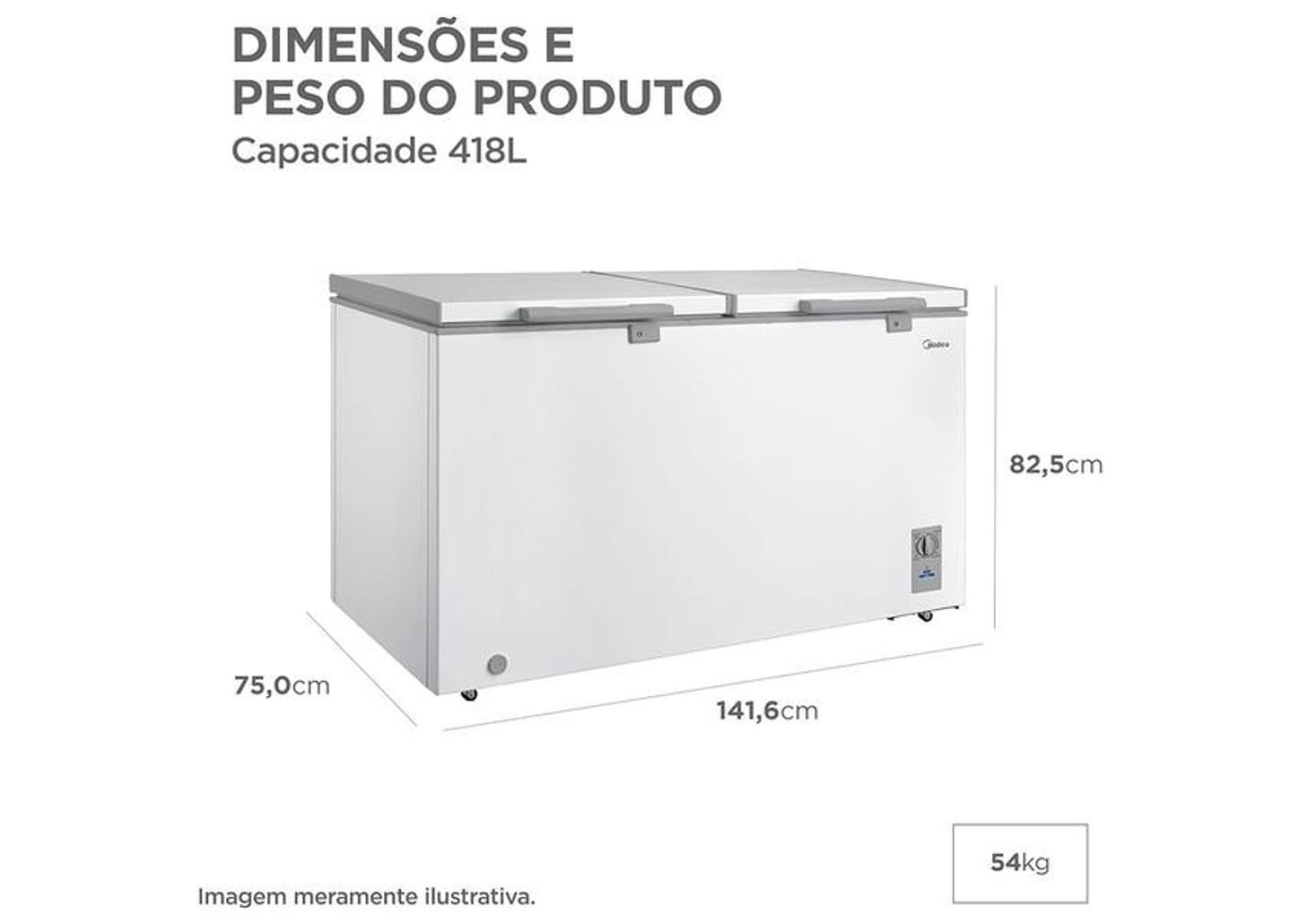 Freezer Horizontal Midea 2 Portas 418L Inverter MDRC564FZD013