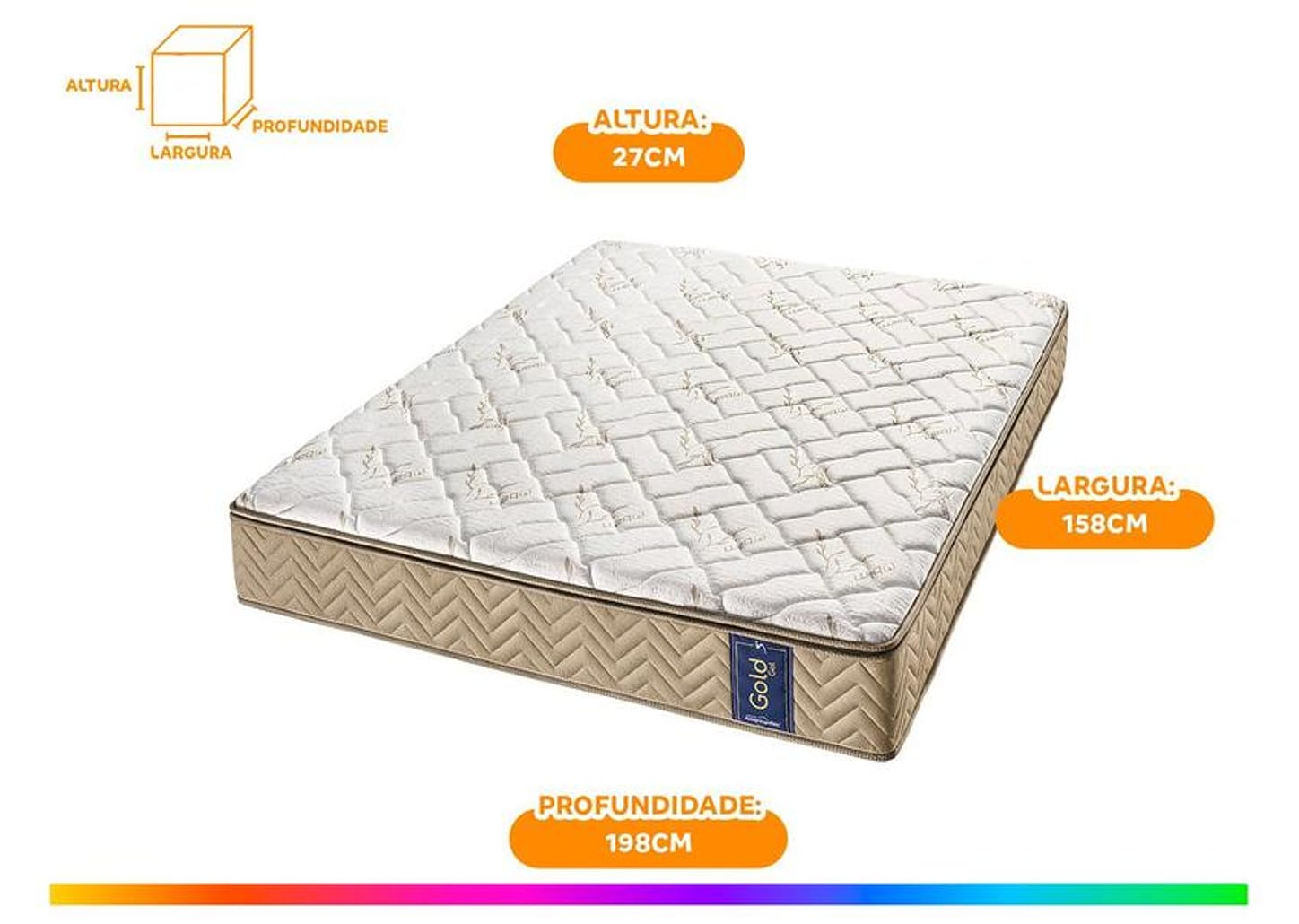 Colchão Queen Americanflex de Molas Ensacadas D28 27x158x198cm Gold Gel