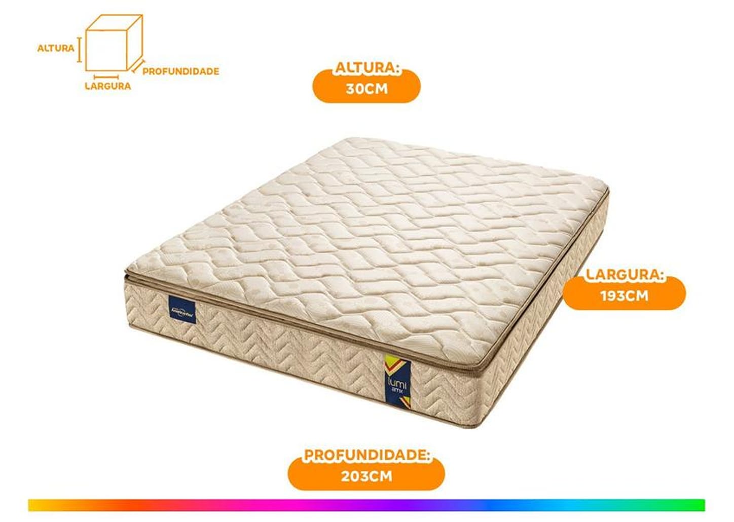 Colchão King Americanflex de Molas Ensacadas D28 30x193x203cm Lumi Amx