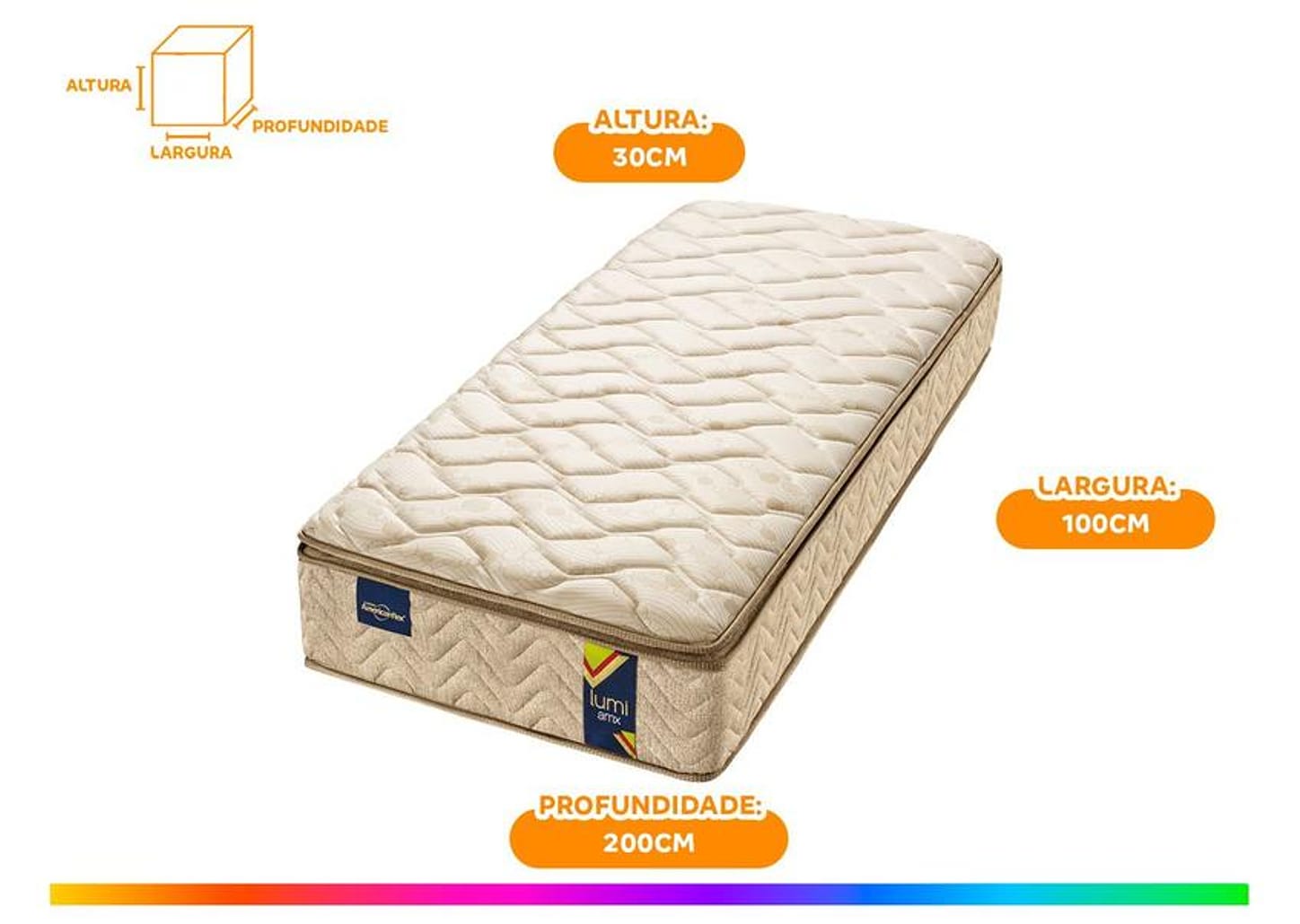 Colchão Solteiro Americanflex de Molas Ensacadas D28 30x100x200cm Lumi Amx