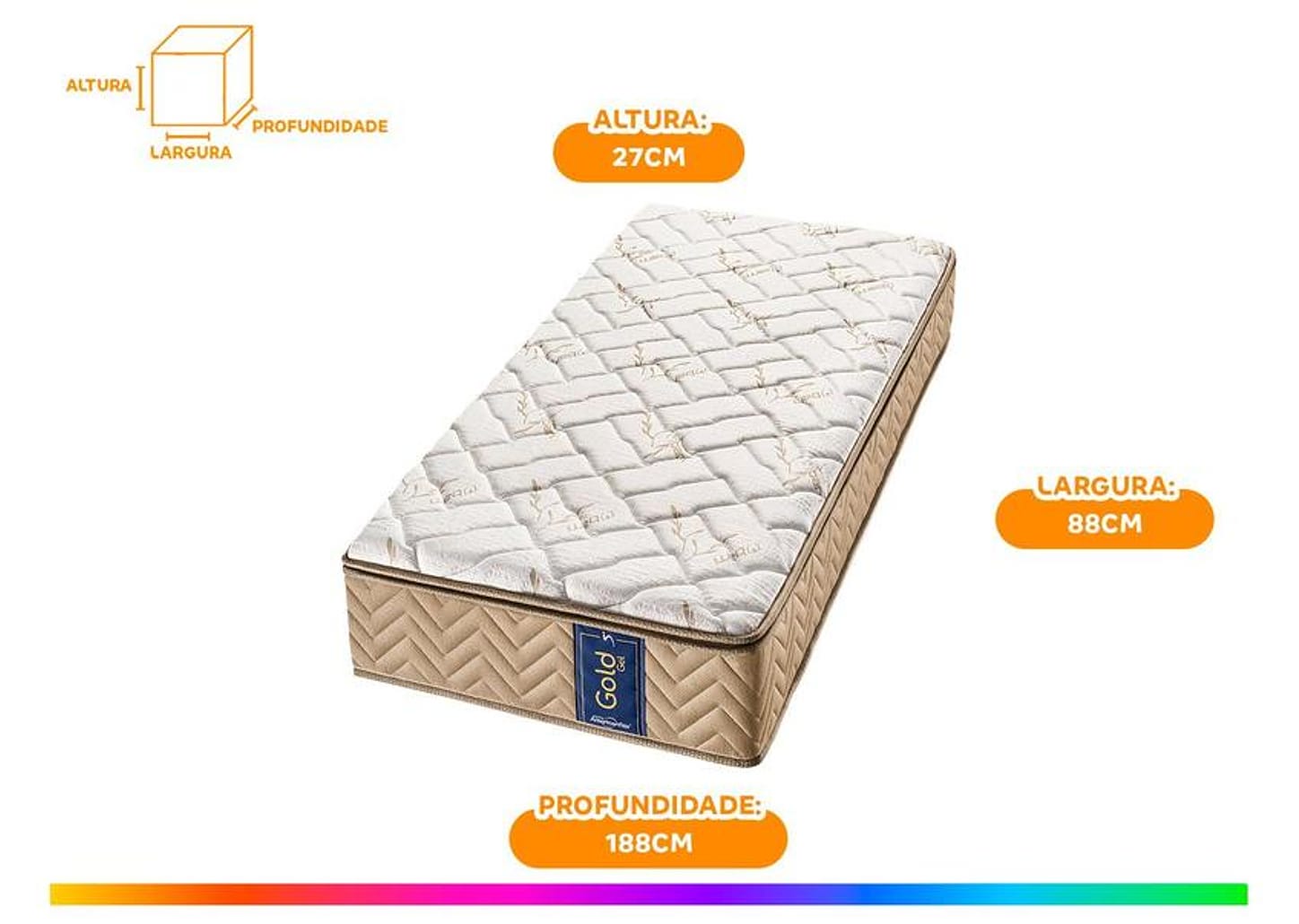 Colchão Solteiro Americanflex de Molas Ensacadas D28 27x88x188cm Gold Gel