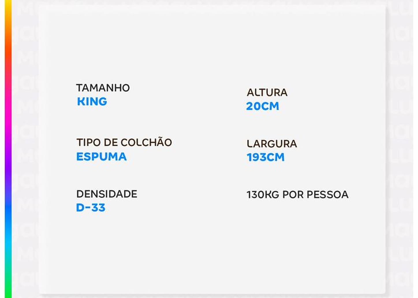 Colchão King Umaflex de Espuma D33 20x193x203cm Parma