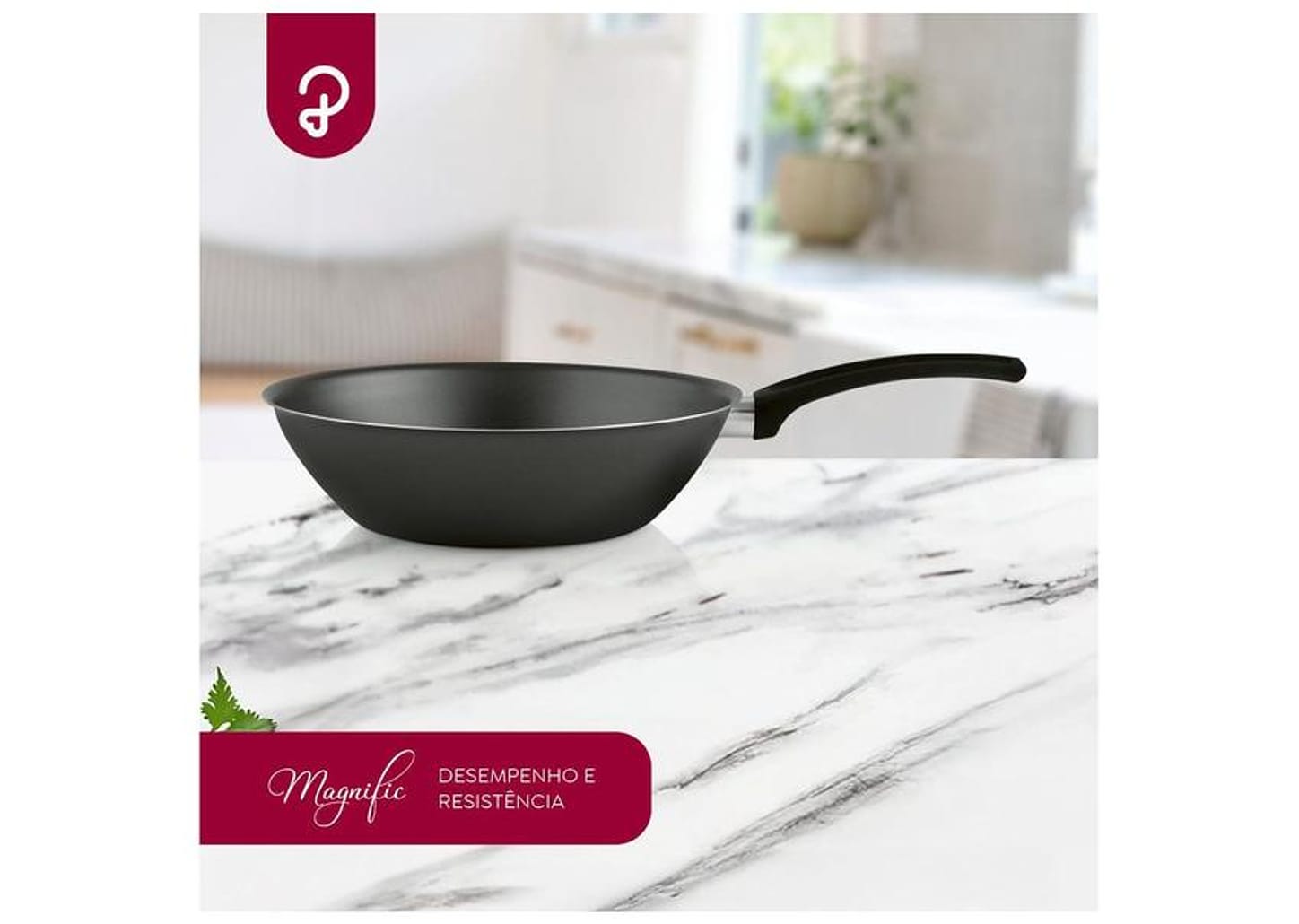 Panela Wok Panelux de Alumínio Antiaderente Magnific Grafite 24cm