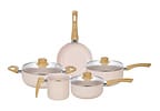 Jogo de Panelas Bianchini Revestimento Cerâmico Antiaderente de Alumínio Bege Indução 5 Peças Provance