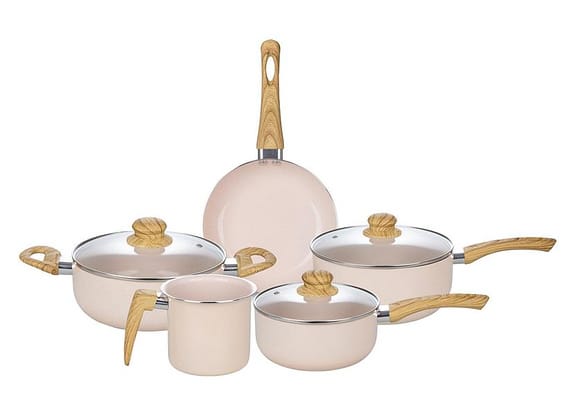 Jogo de Panelas Bianchini Revestimento Cerâmico Antiaderente de Alumínio Bege Indução 5 Peças Provance