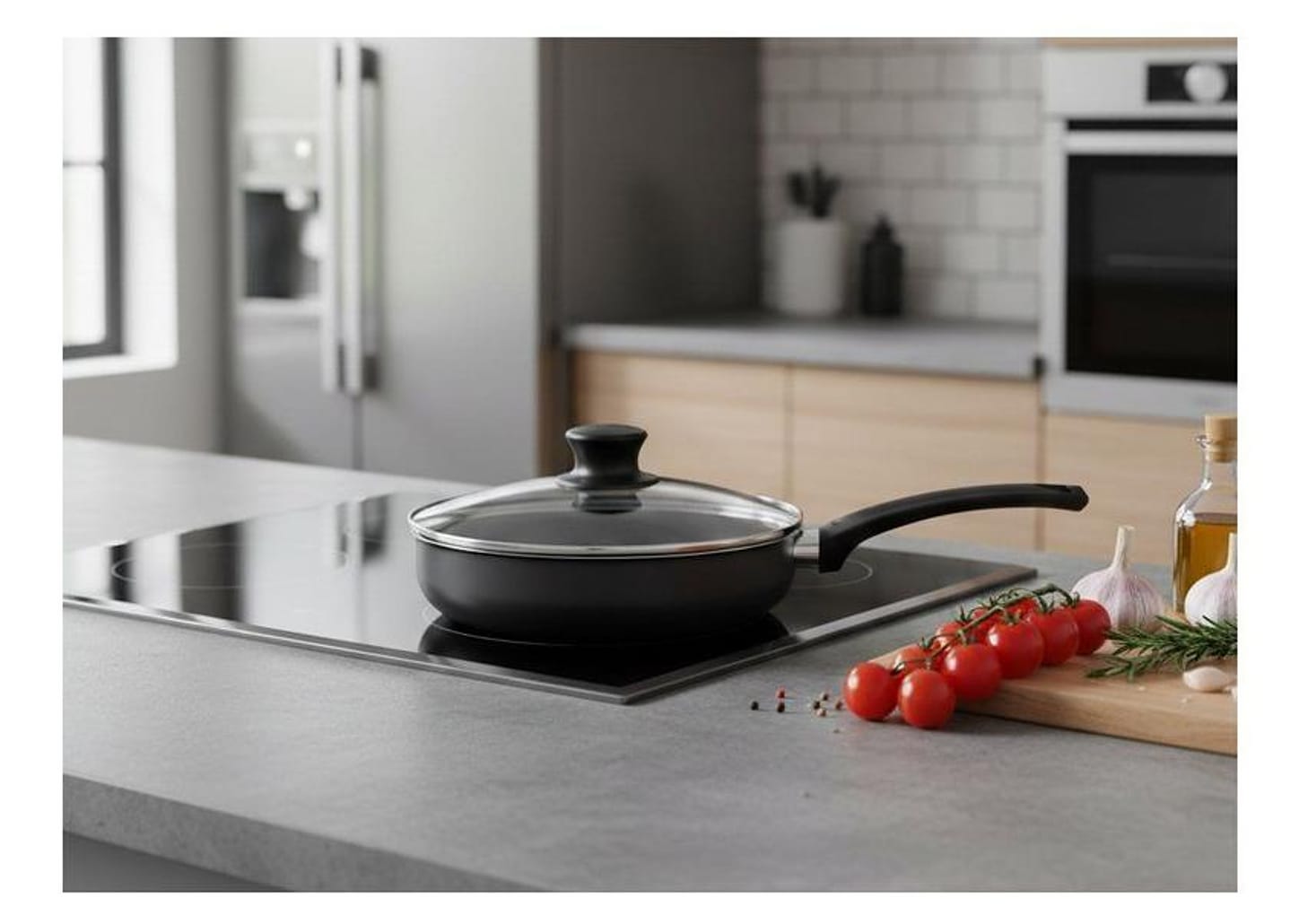 Frigideira Antiaderente Panelux de Alumínio Com Tampa Magnific Grafite 22cm