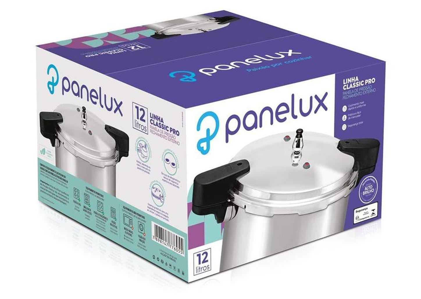 Panela de Pressão Panelux 12L Prata Classic Pro