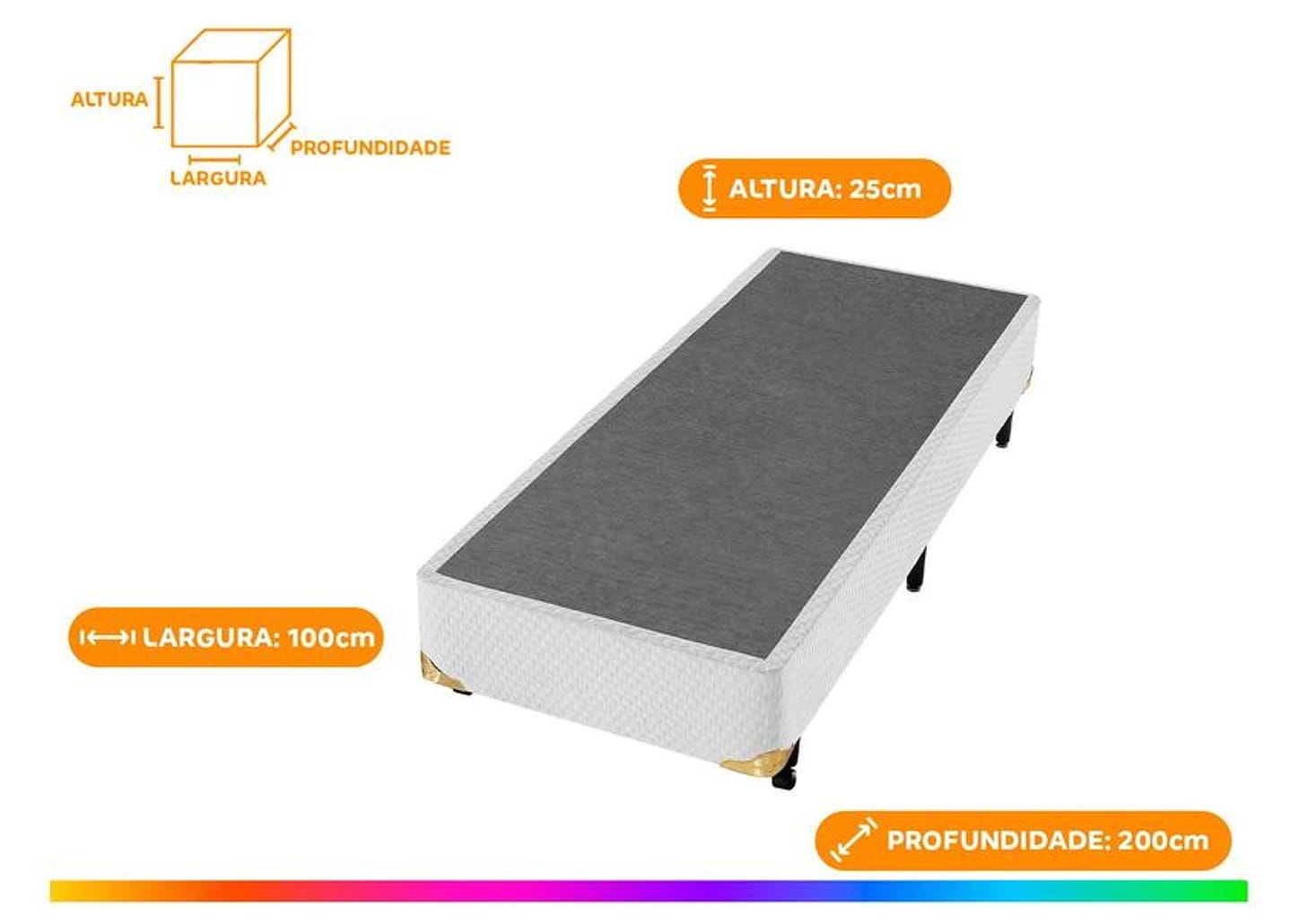 Base Cama Box Solteiro Especial Americanflex 25x100x200cm Seis Estrelas