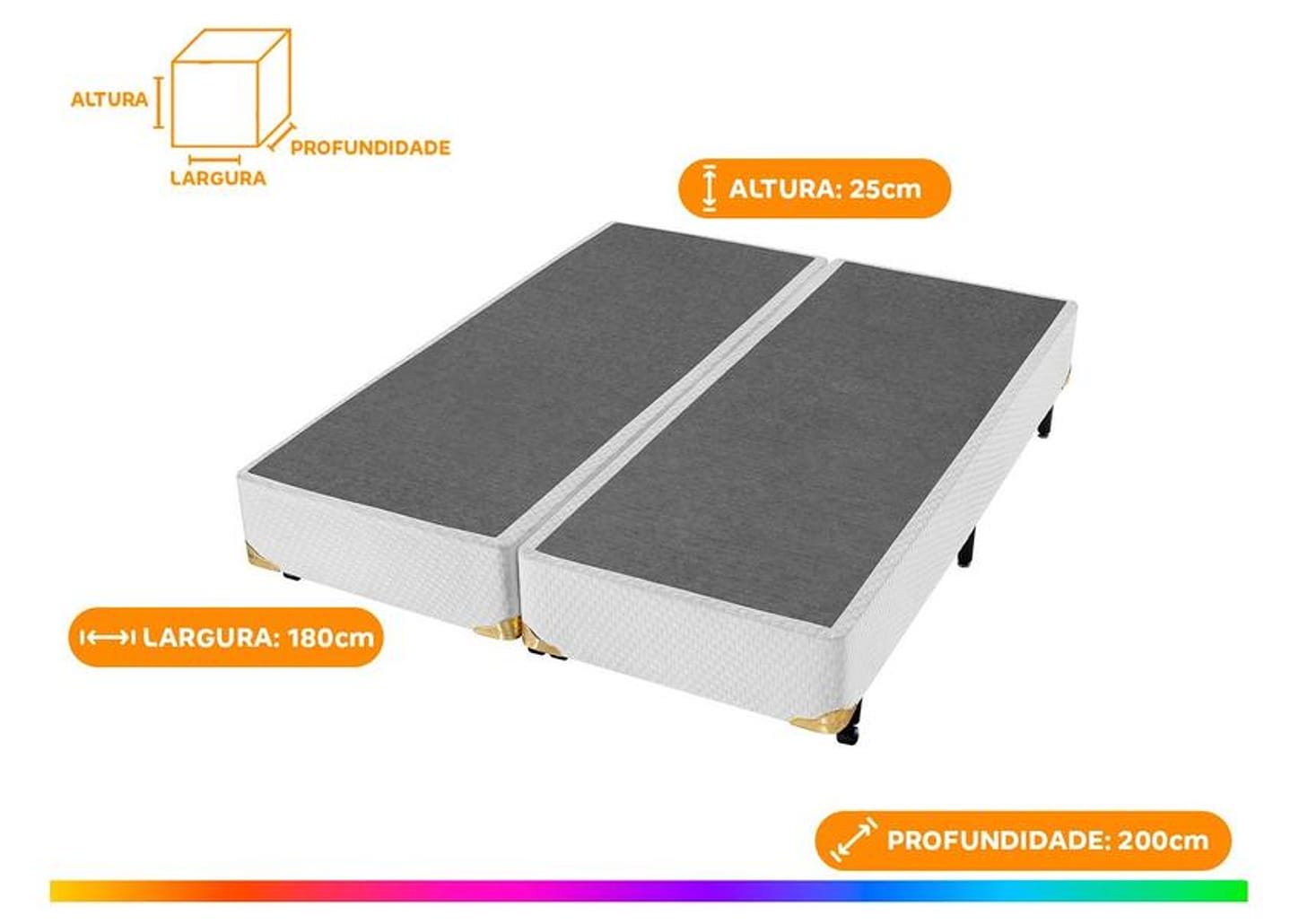 Base Cama Box King Americanflex Bipartida 25x180x200cm Seis Estrelas