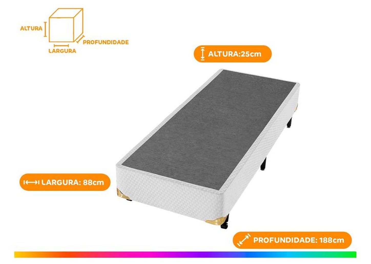 Base Cama Box Solteiro Padrão Americanflex 25x88x188cm Seis Estrelas