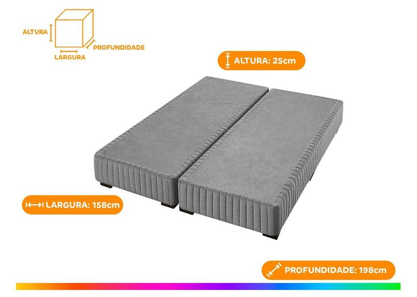 Base Cama Box Queen Americanflex Bipartida 25x158x198cm Diamante