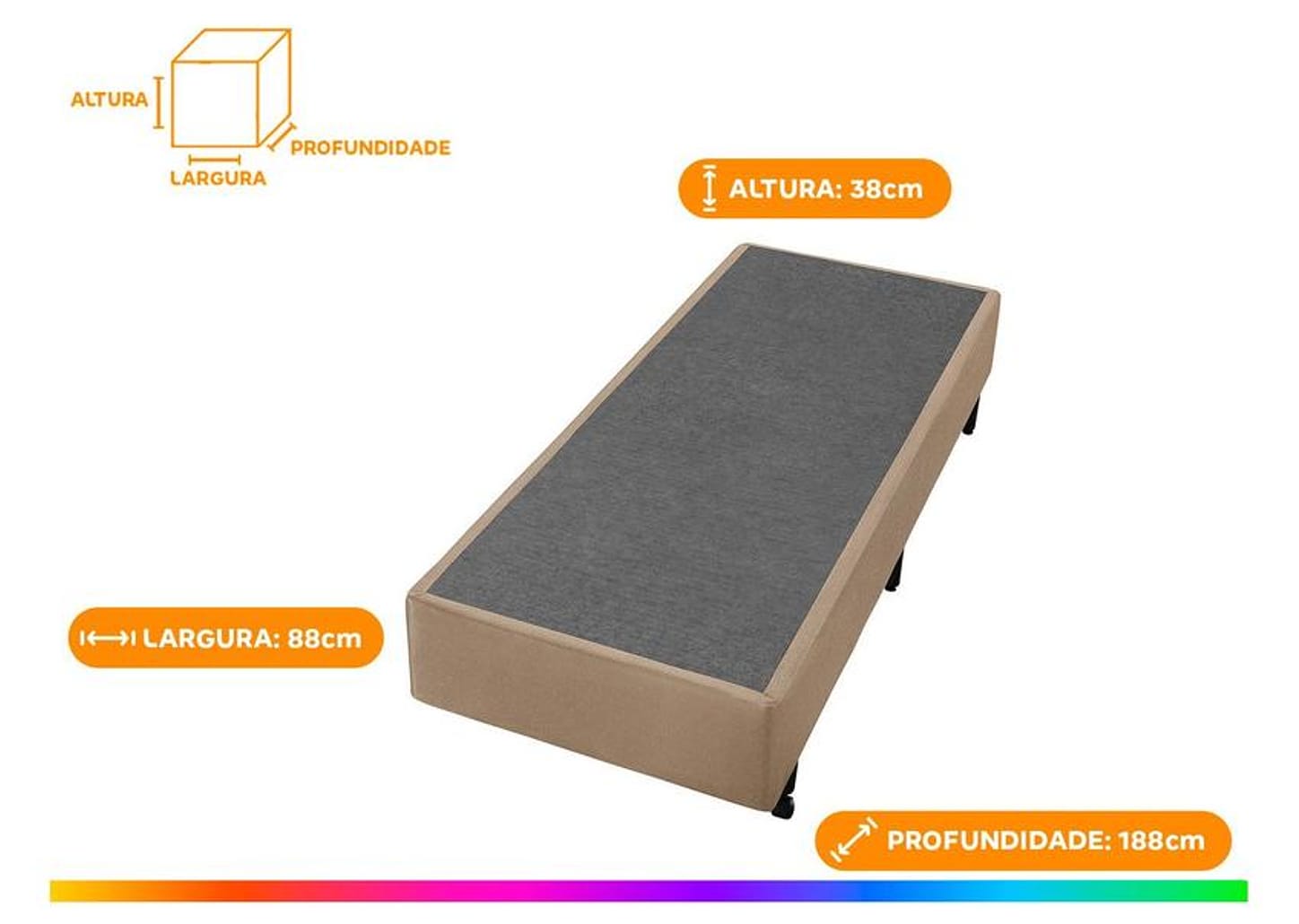 Base Cama Box Solteiro 25x88x188cm Lisse