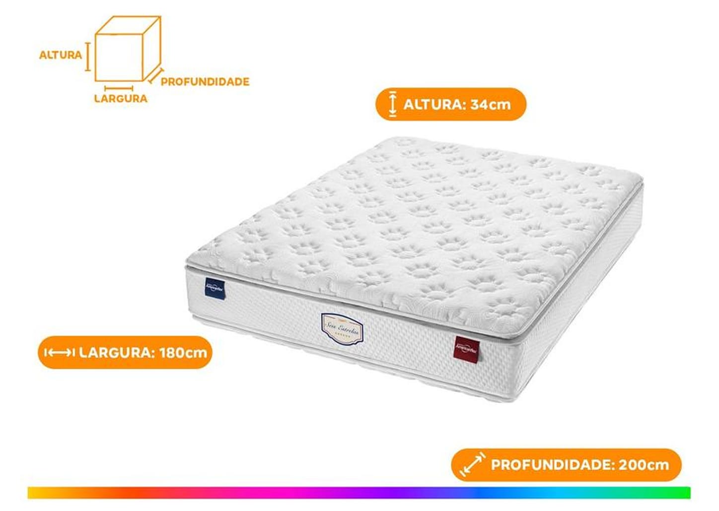 Colchão King Especial Americanflex de Molas Ensacadas 34x180x200cm Seis Estrelas