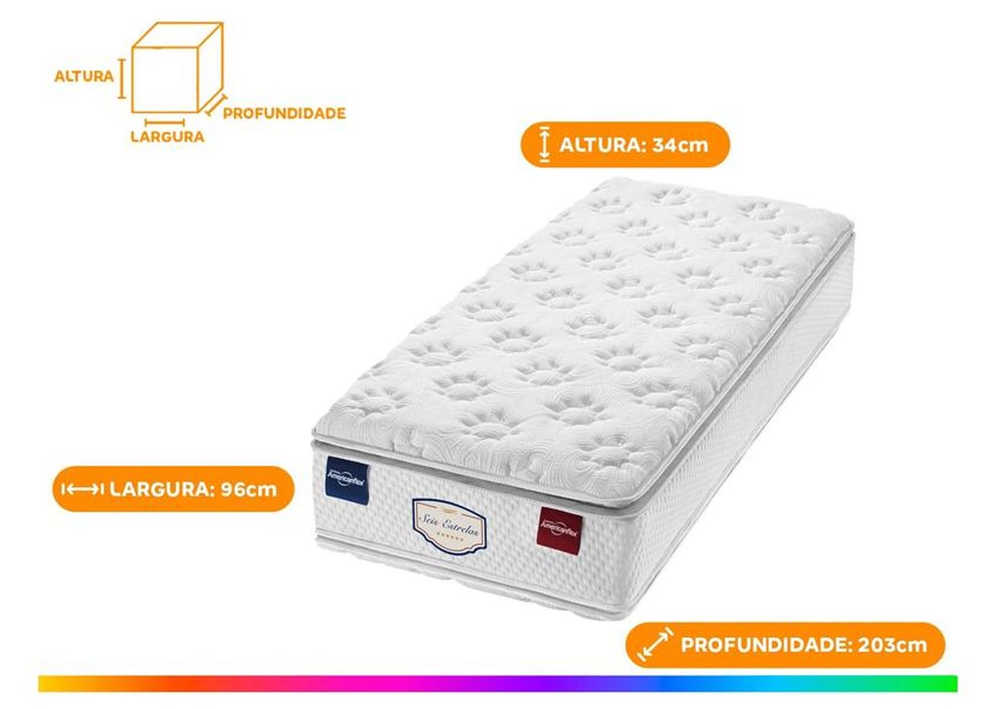 Colchão Solteiro Americano Americanflex de Molas Ensacadas 34x96x203cm Seis Estrelas