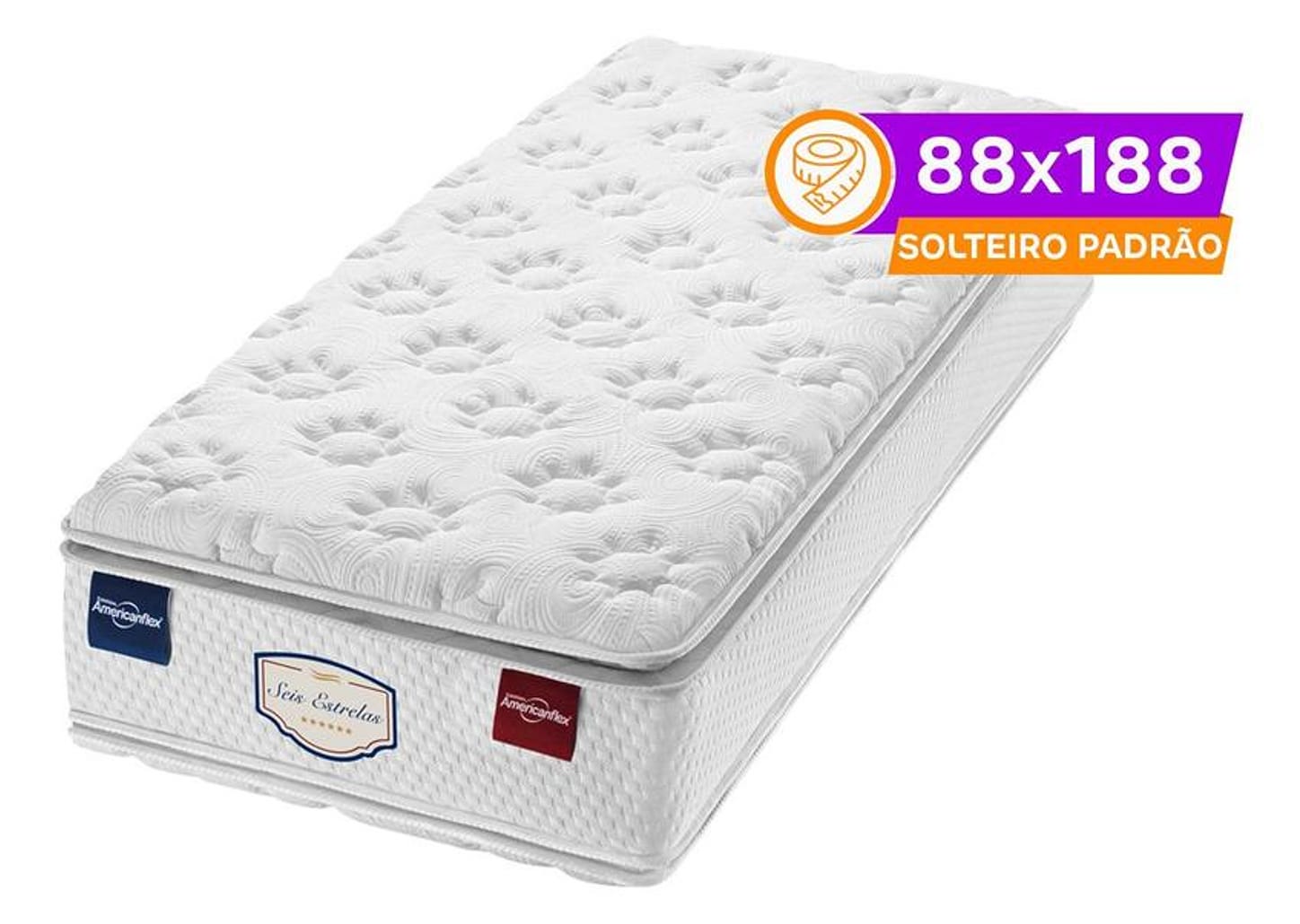 Colchão Solteiro Padrão Americanflex de Molas Ensacadas 34x88x188cm Seis Estrelas