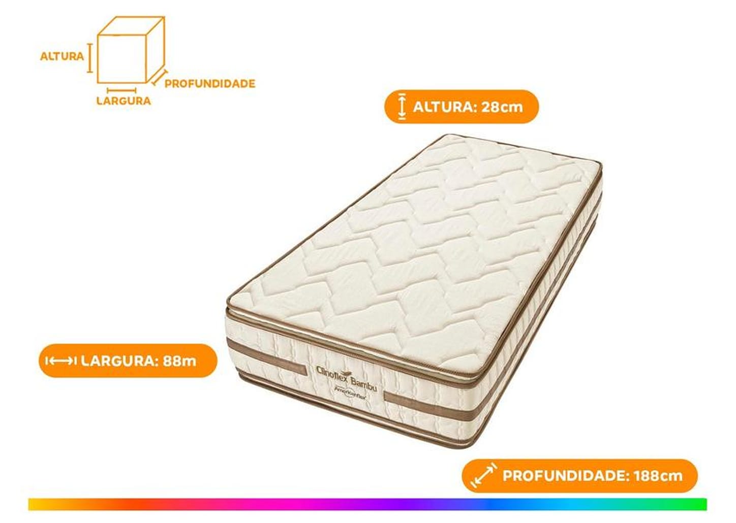 Colchão Solteiro Especial Americanflex de Espuma 28x100x200cm Clinoflex Bambu