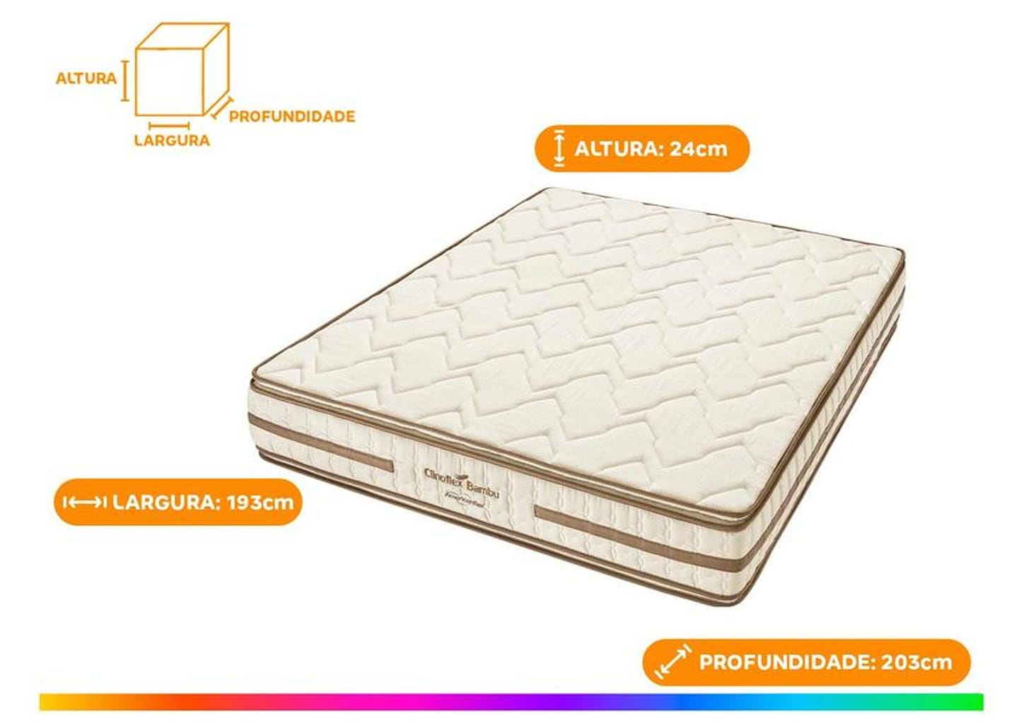 Colchão King Padrão Americanflex de Espuma 24x193x203cm Clinoflex Bambu