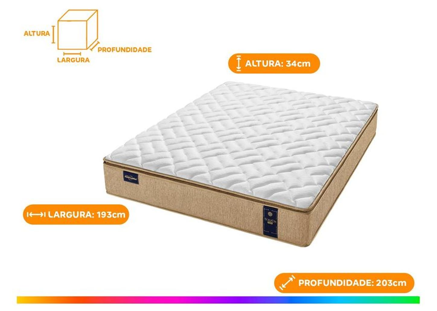 Colchão King Americanflex de Molas Ensacadas 34x193x203cm Touch Amx