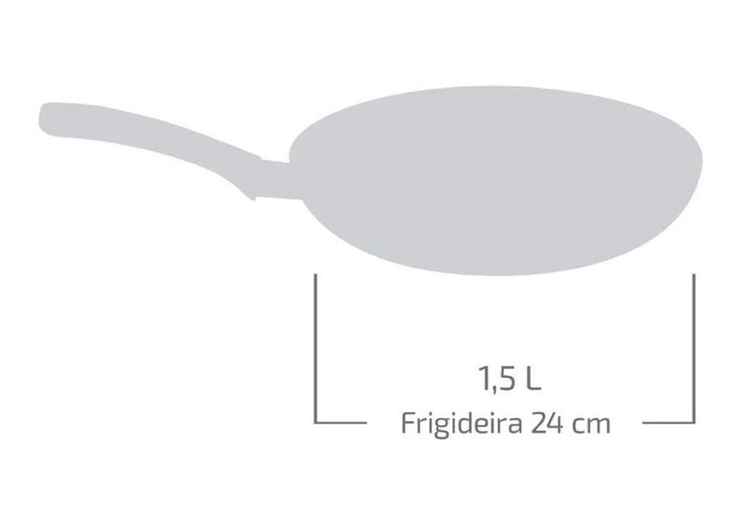 Frigideira Francesa Antiaderente Rochedo de Alumínio Facilita Cinza 24cm