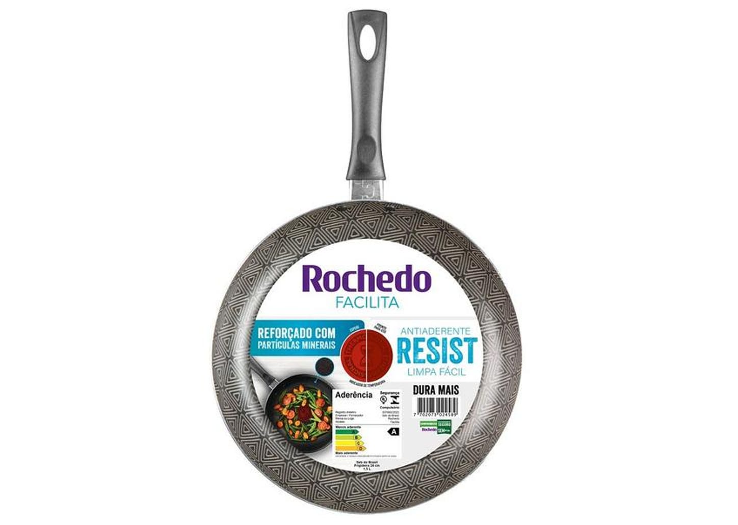 Frigideira Francesa Antiaderente Rochedo de Alumínio Facilita Cinza 24cm