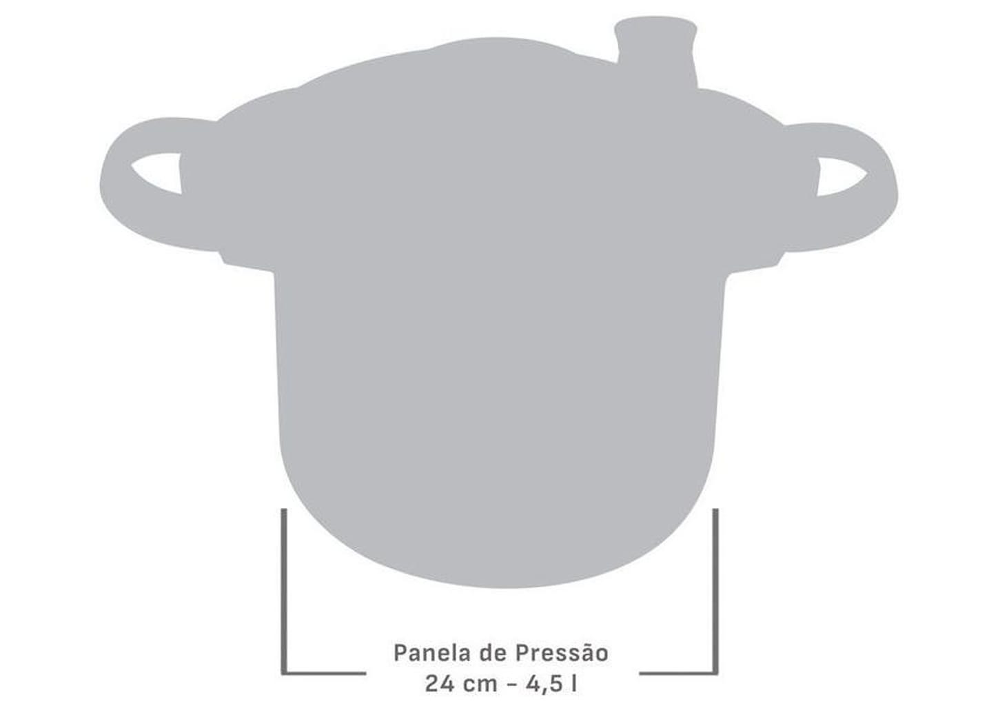 Panela de Pressão Rochedo 4,5L Antiaderente Preto e Cinza Stone Pro Clipso