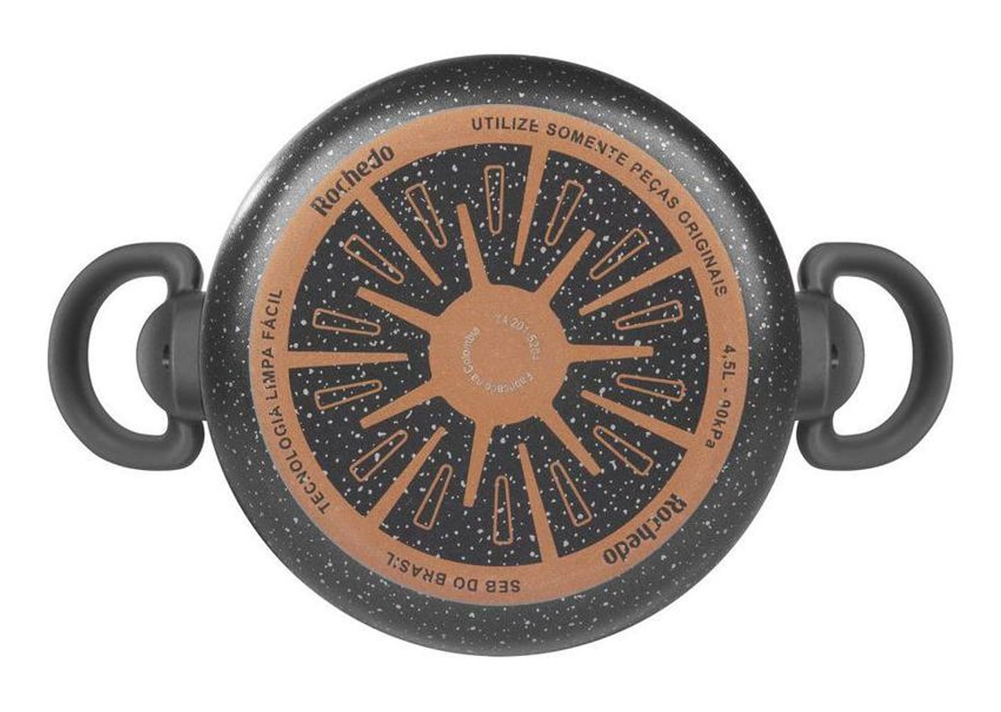 Panela de Pressão Rochedo 4,5L Antiaderente Preto e Cinza Stone Pro Clipso