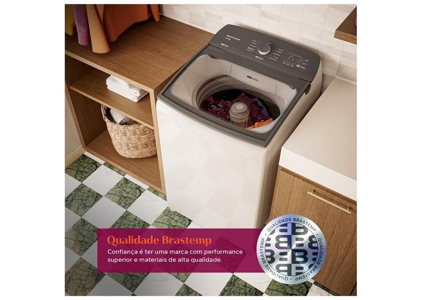Lavadora de Roupas Brastemp 16kg Cesto Inox 12 programas Branco BWF16AB