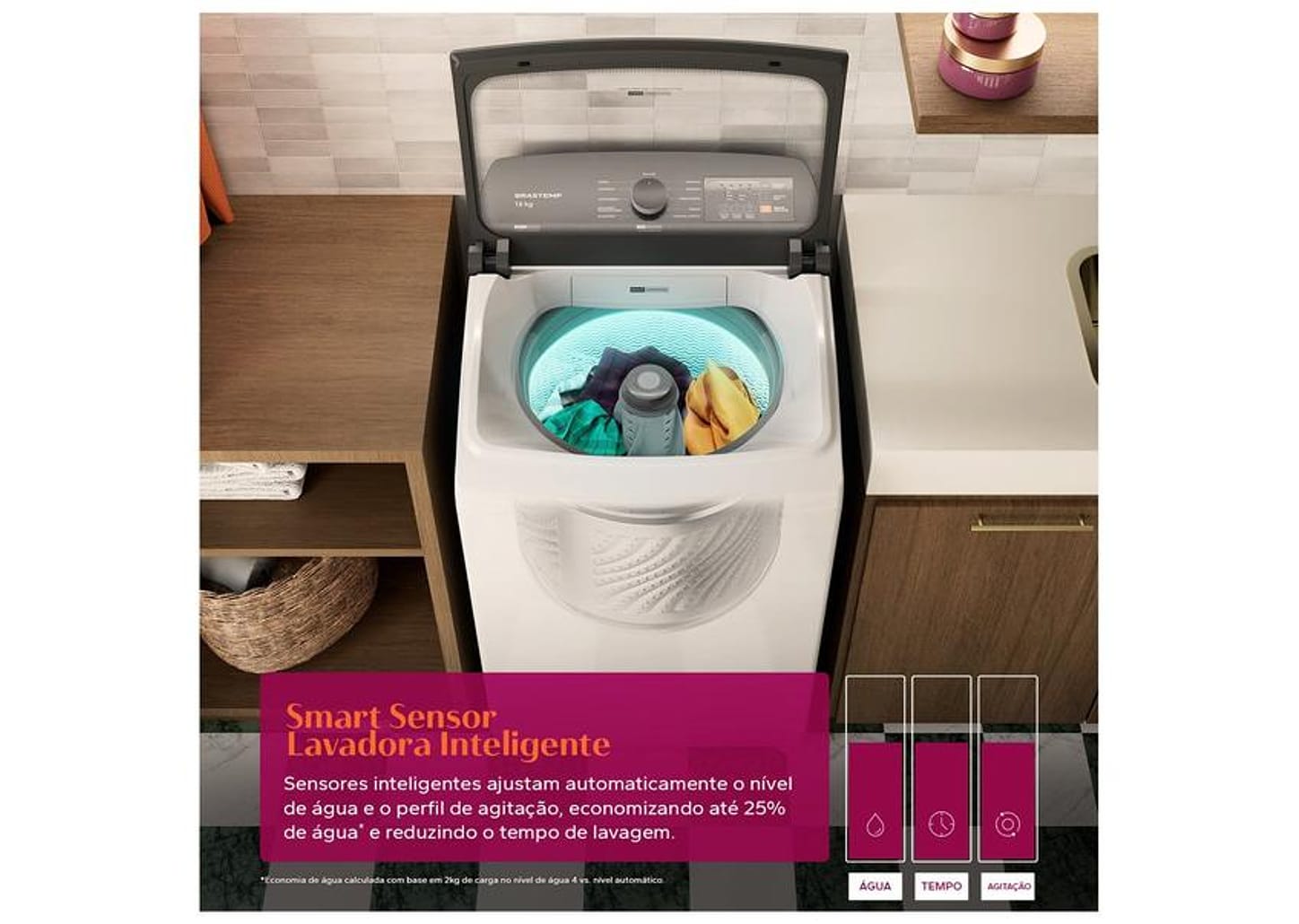 Lavadora de Roupas Brastemp 16kg Cesto Inox 12 programas Branco BWF16AB