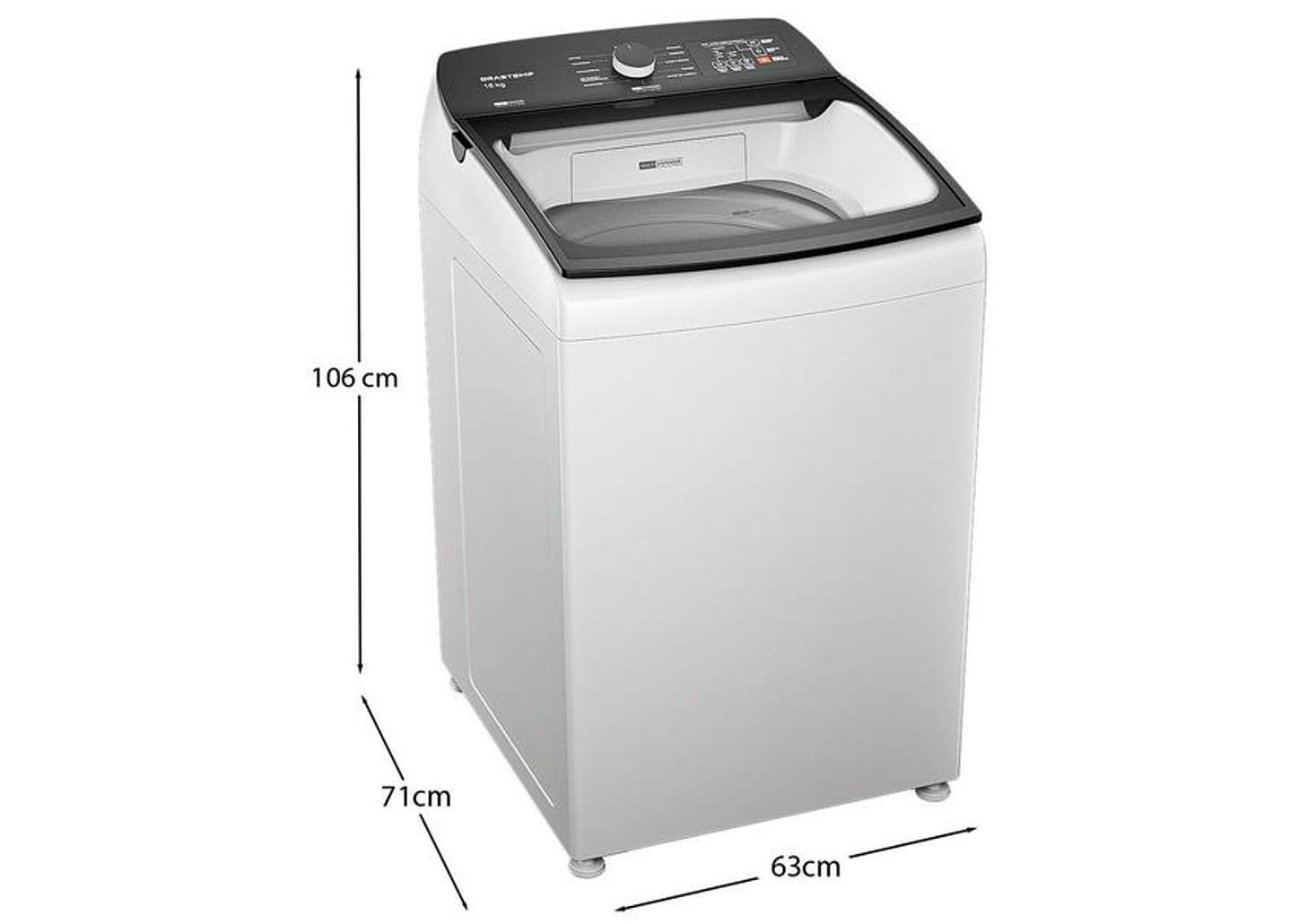 Lavadora de Roupas Brastemp 16kg Cesto Inox 12 programas Branco BWF16AB