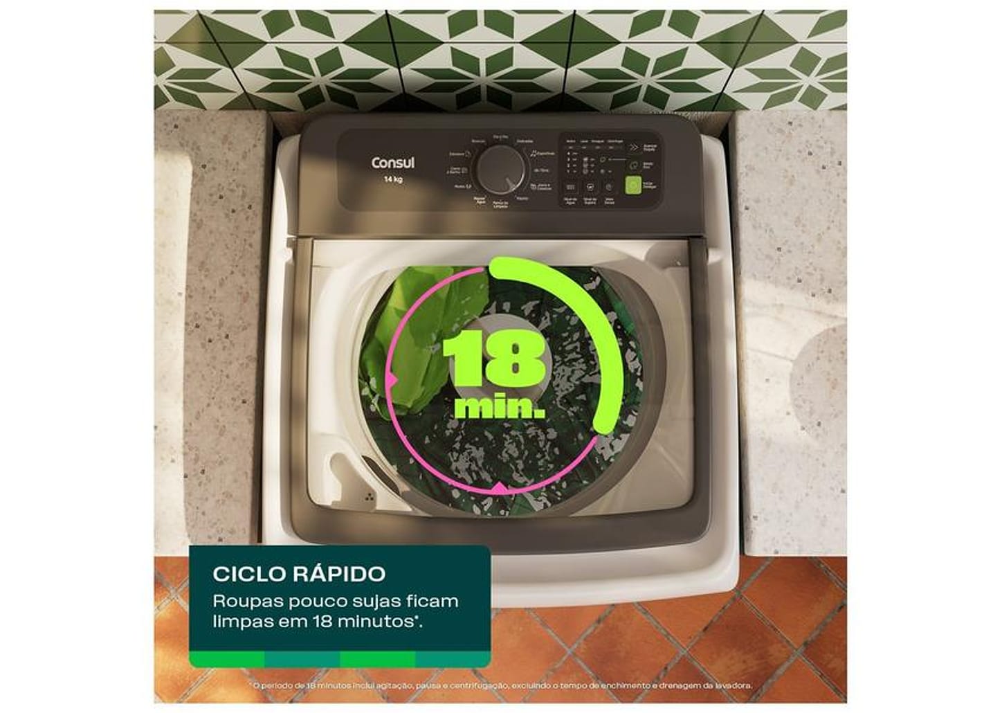 Lavadora de Roupas Consul 14kg Cesto Inox 12 programas Branco CWN14AB