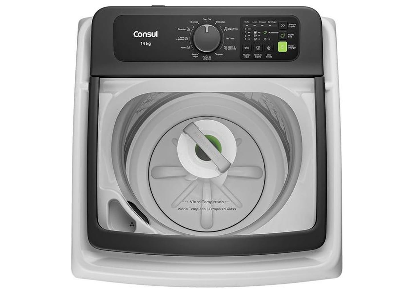 Lavadora de Roupas Consul 14kg Cesto Inox 12 programas Branco CWN14AB