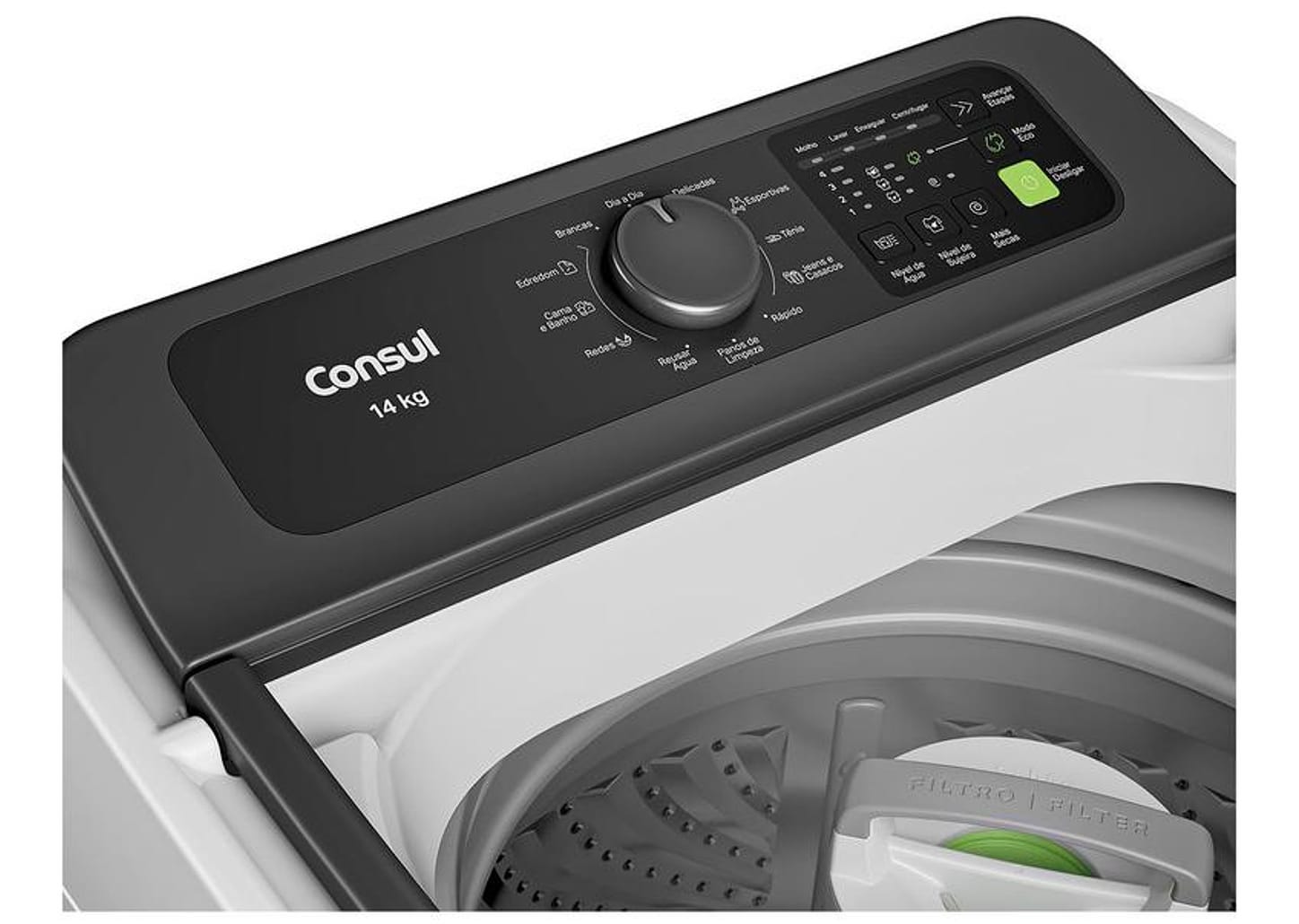 Lavadora de Roupas Consul 14kg Cesto Inox 12 programas Branco CWN14AB