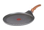 Frigideira Grill Antiaderente Rochedo de Alumínio Ondulada Natural Stone Cinza Claro 30cm