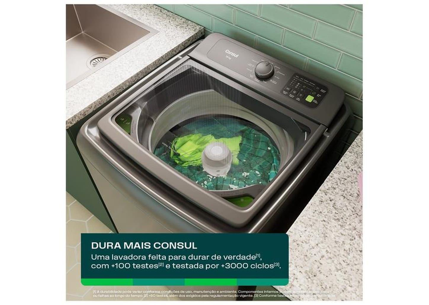 Lavadora de Roupas Consul 16kg Cesto Inox 12 Programas Cinza CWN16A9