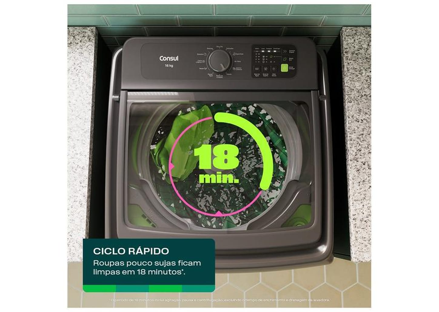 Lavadora de Roupas Consul 16kg Cesto Inox 12 Programas Cinza CWN16A9