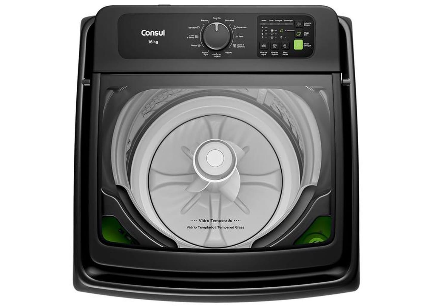 Lavadora de Roupas Consul 16kg Cesto Inox 12 Programas Cinza CWN16A9