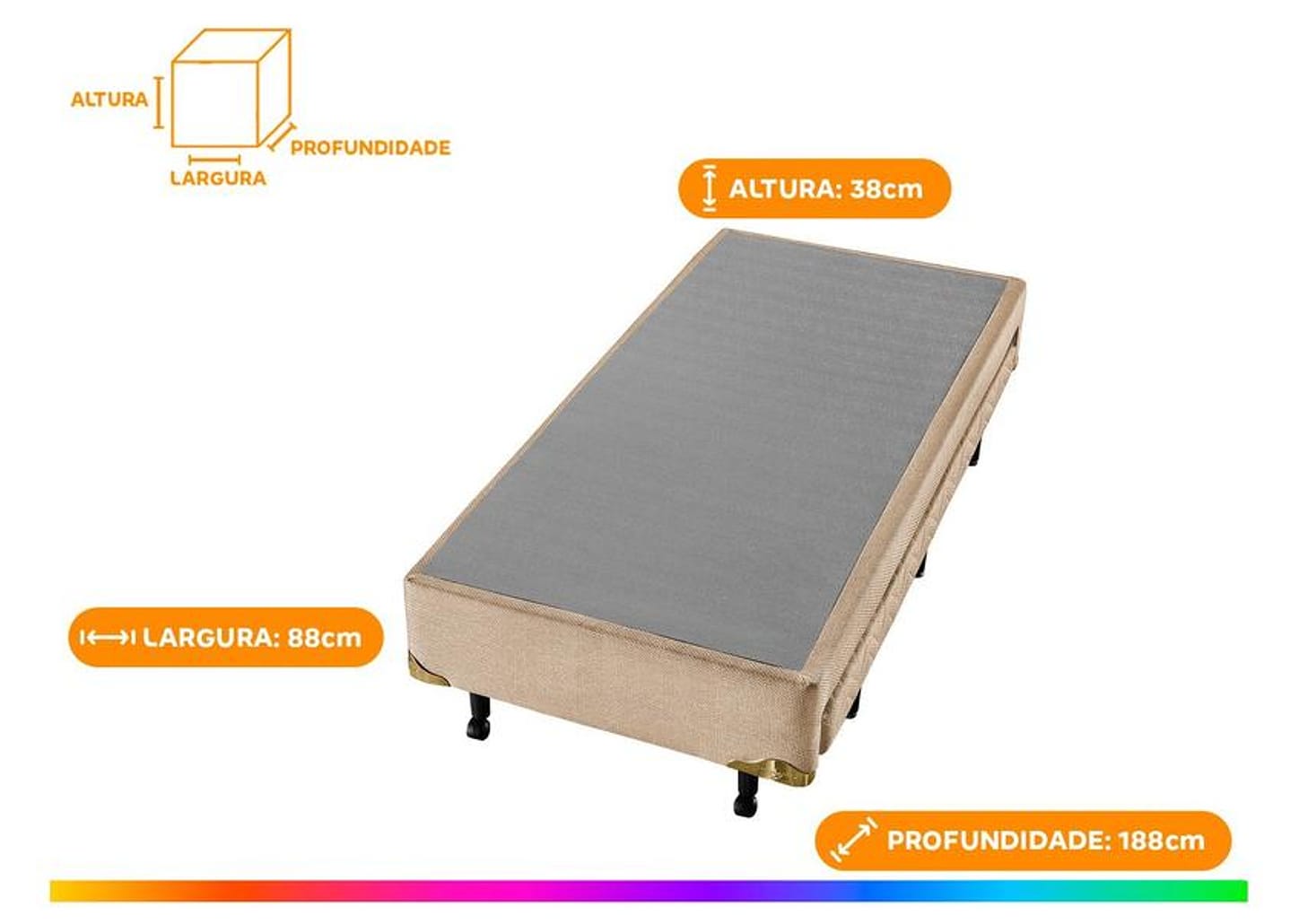 Base Cama Box Solteiro Americanflex com Cama Auxiliar 25x88x188cm Duplo