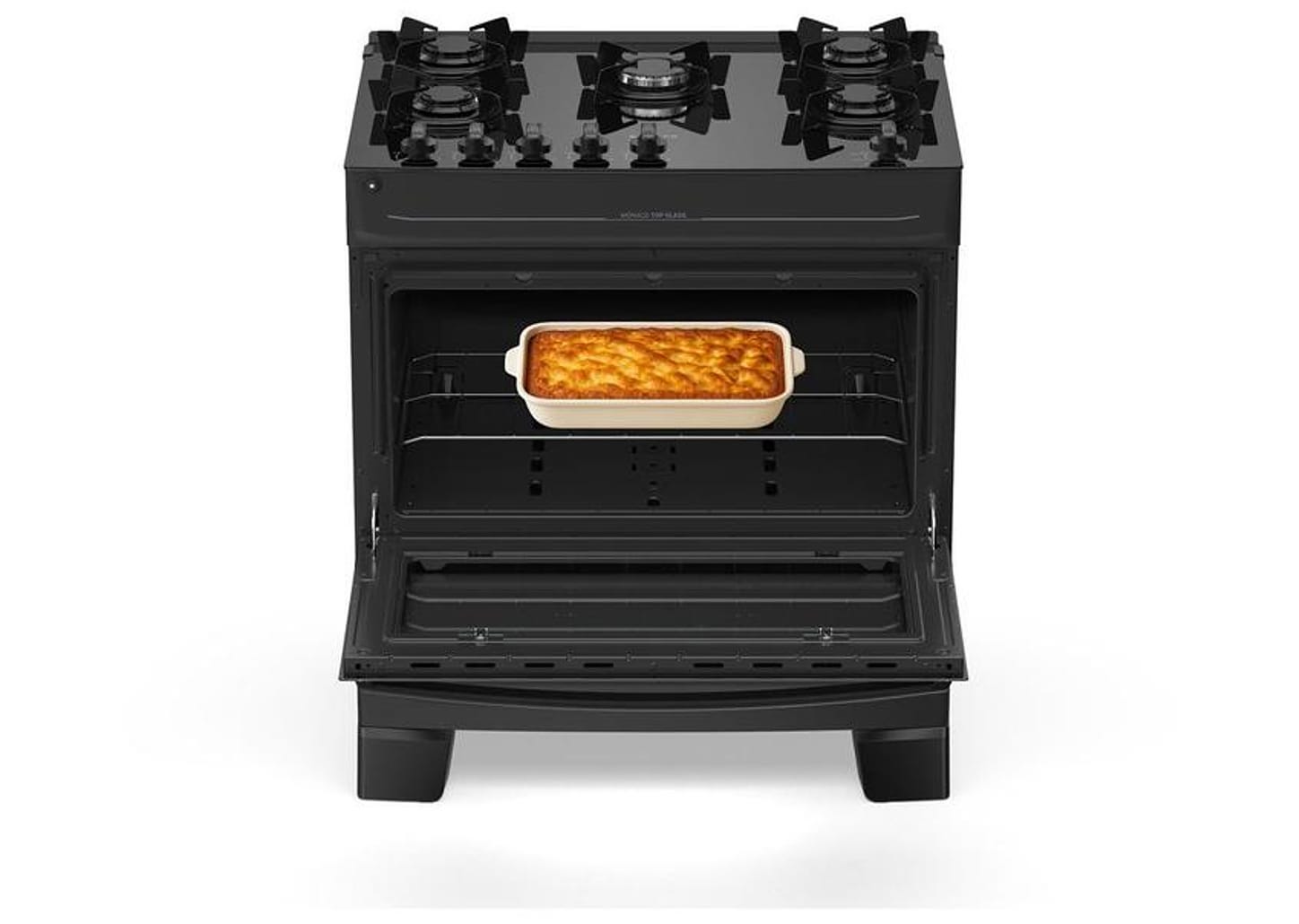 Fogão 5 Bocas Atlas Preto Mônaco Top Glass