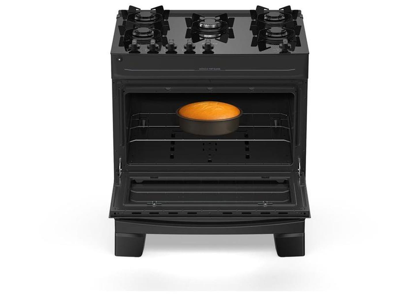 Fogão 5 Bocas Atlas Preto Mônaco Top Glass