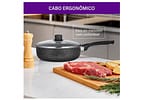 Frigideira Funda Antiaderente Rochedo de Alumínio com Tampa Stone Pro Preto e Cinza 24cm