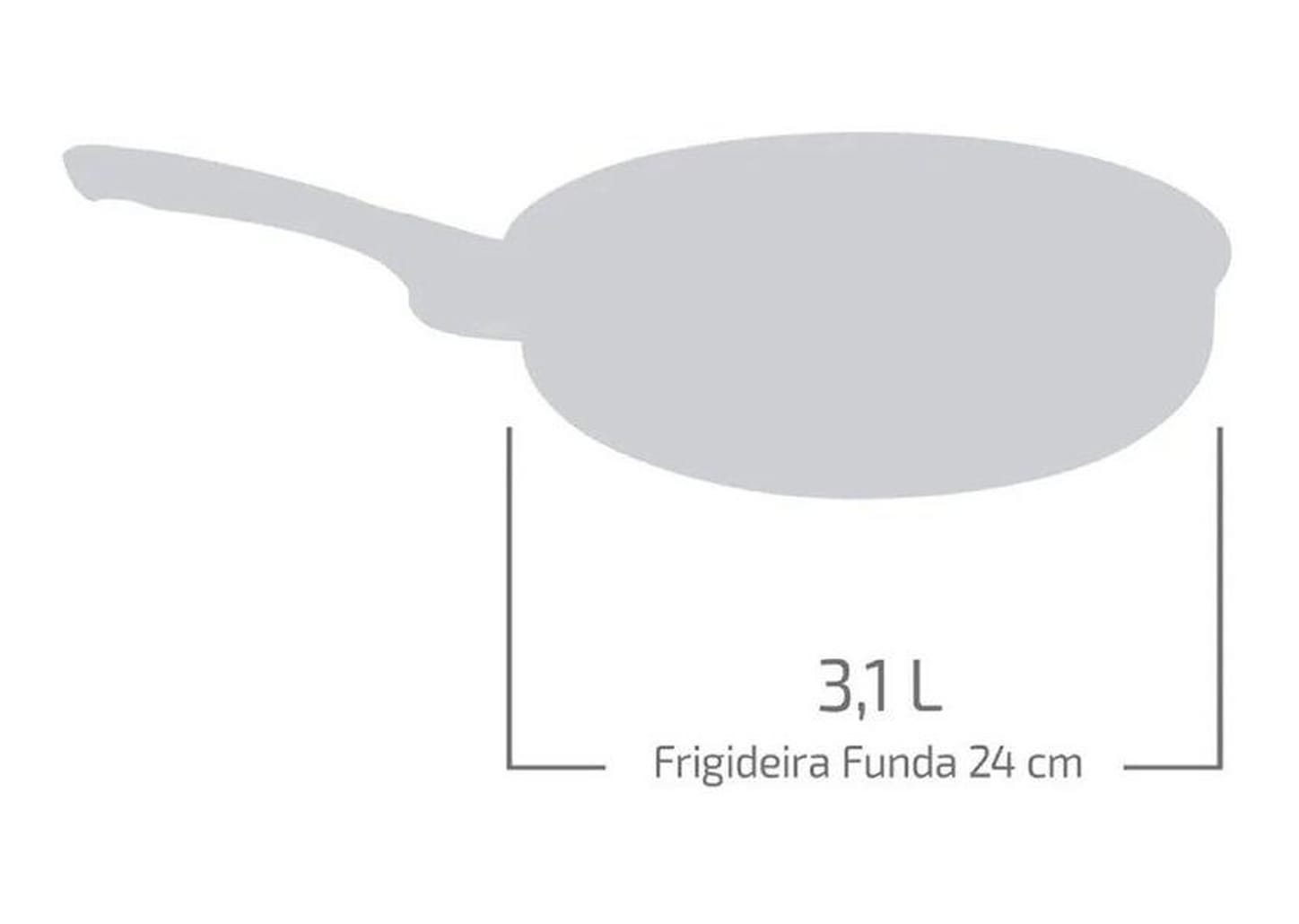 Frigideira Funda Antiaderente Rochedo de Alumínio com Tampa Stone Pro Preto e Cinza 24cm