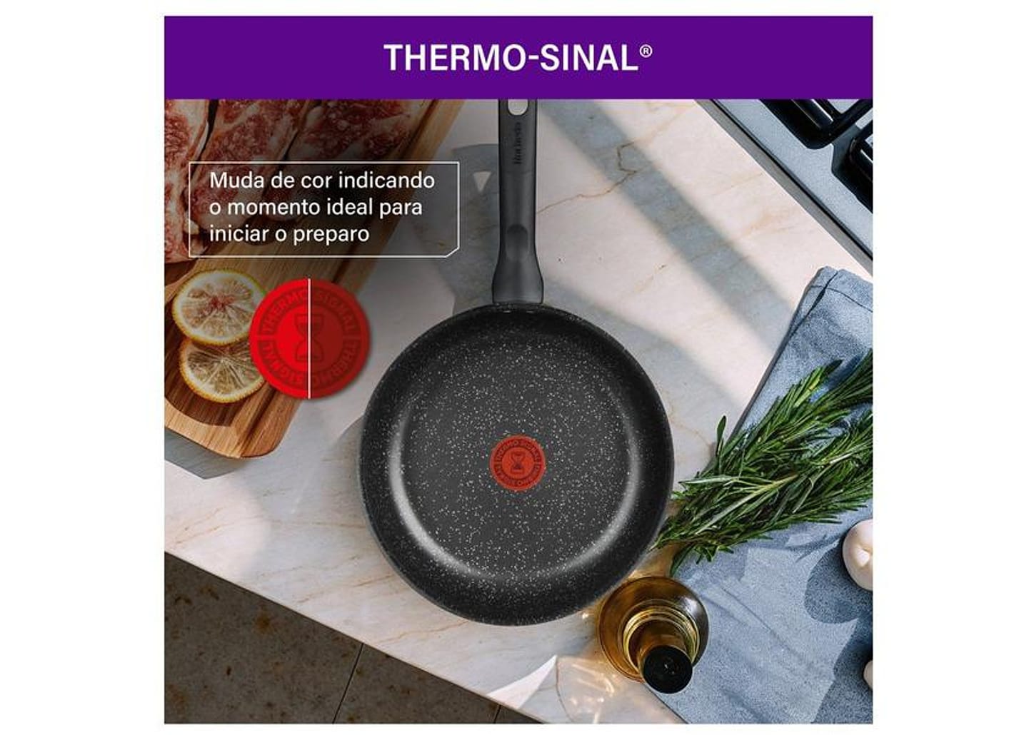 Frigideira Funda Antiaderente Rochedo de Alumínio com Tampa Stone Pro Preto e Cinza 24cm