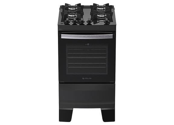 Fogão 4 Bocas Atlas Preto Up Glass Agile