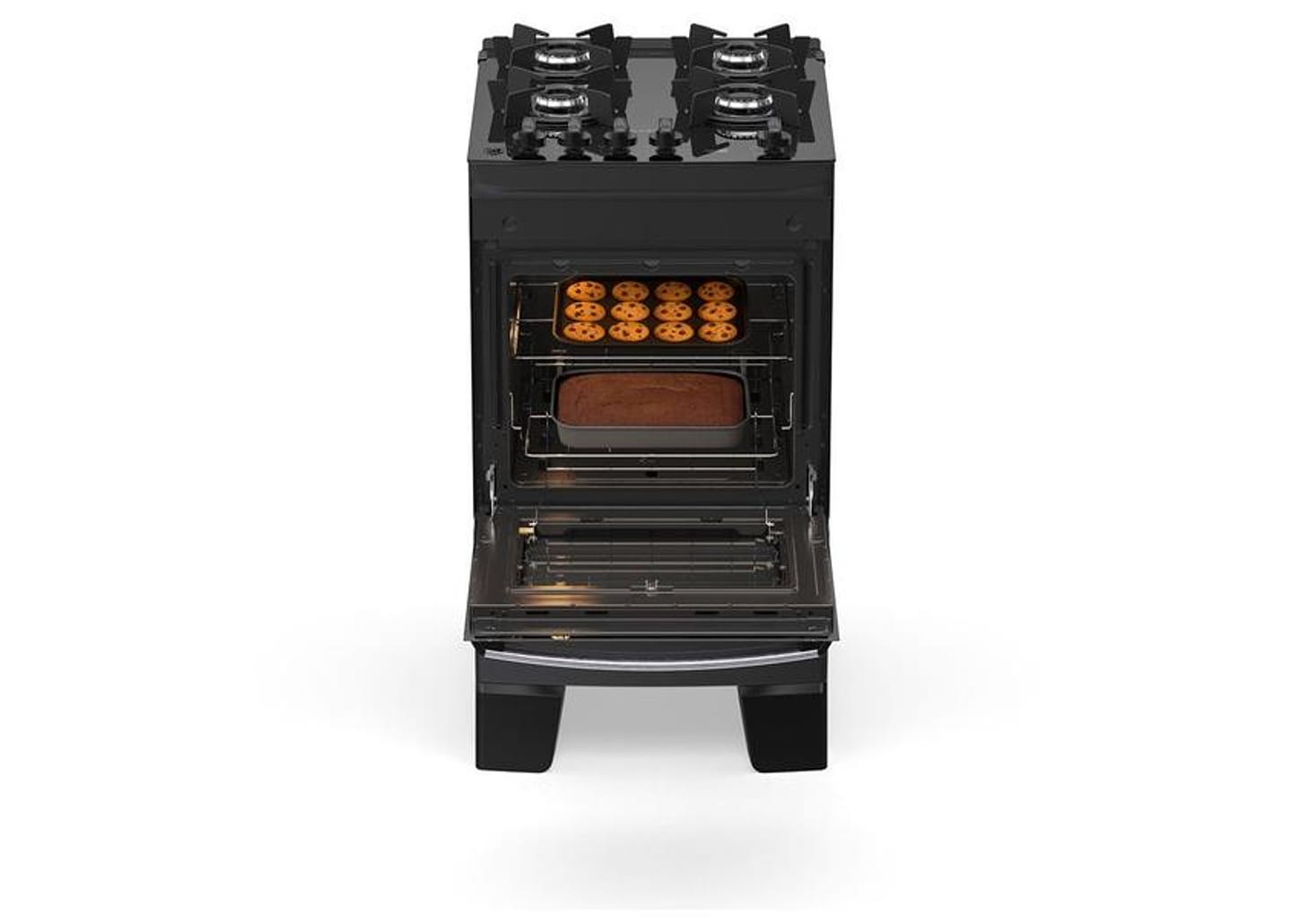 Fogão 4 Bocas Atlas Preto Up Glass Agile