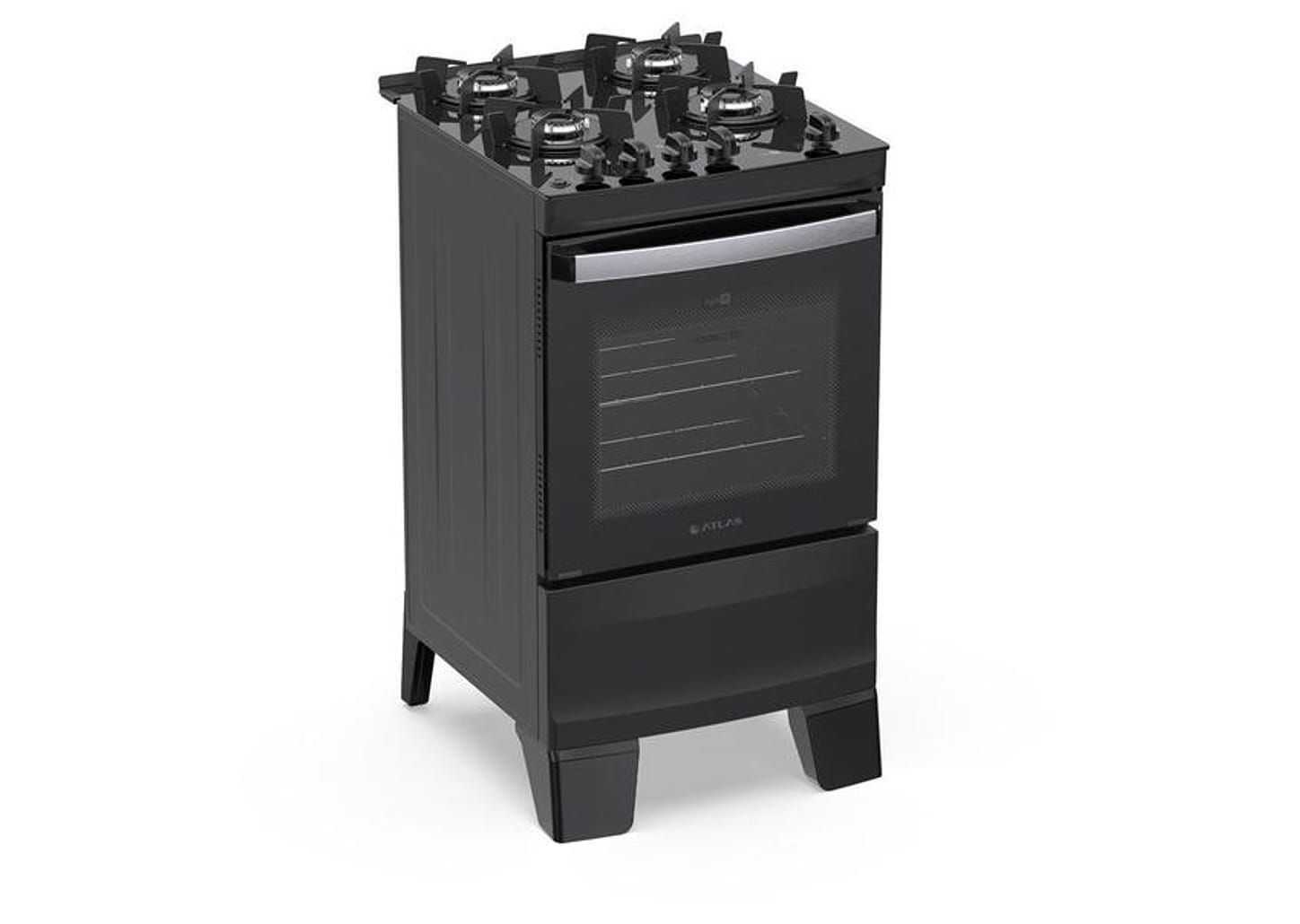 Fogão 4 Bocas Atlas Preto Up Glass Agile