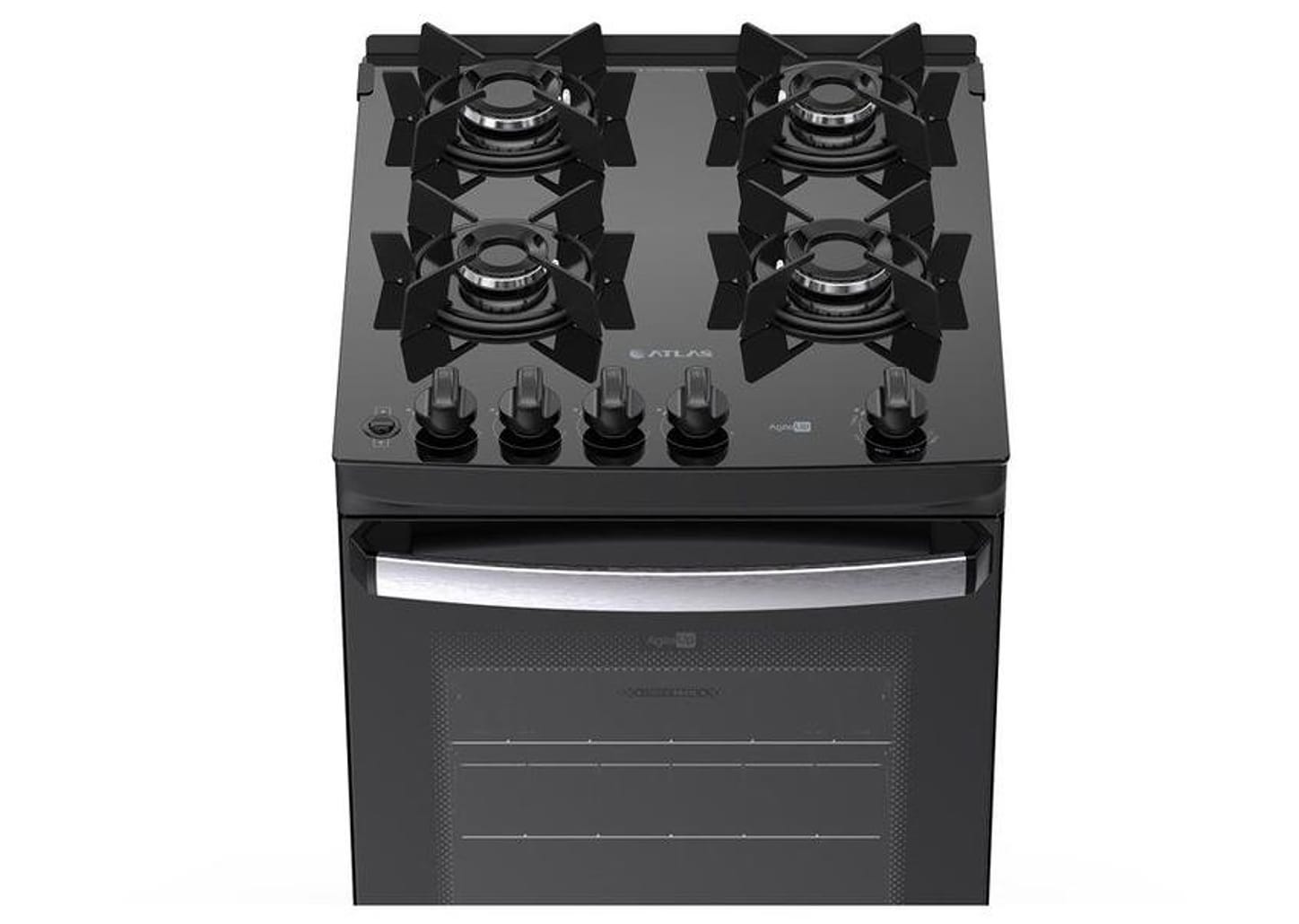 Fogão 4 Bocas Atlas Preto Up Glass Agile