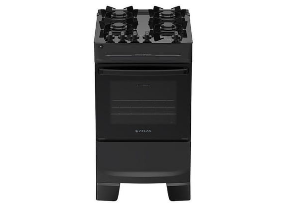 Fogão 4 Bocas Atlas Preto Mônaco Top Glass